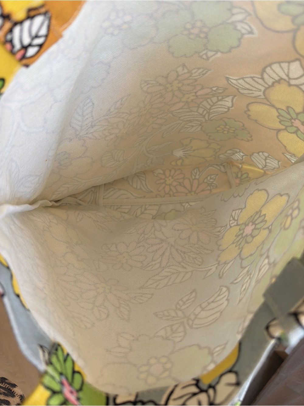 Tory Burch Floral Canvas Tote in Light Blue, Yellow, Pink & Green - Picture 5 of 6